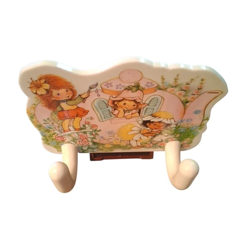Vtg Little Blossom and Friends Plastic Double Hook Wall Hanger 5x4 Avon NOB READ